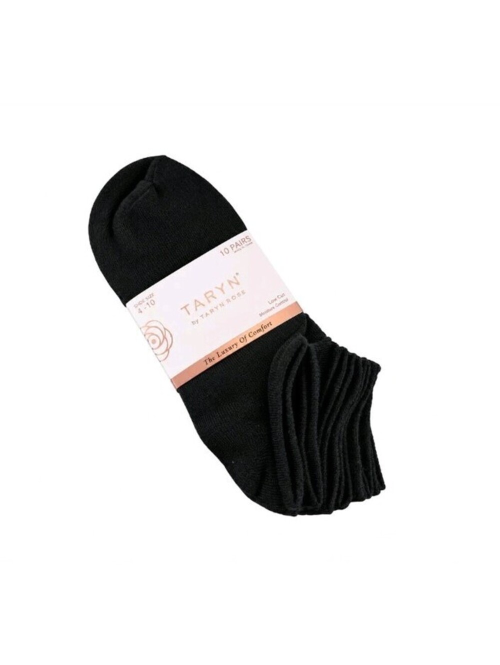 Taryn Rose Womens 10 Pair Low Cut Socks Black Shoe Size 4-10 Moisture Control